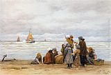 The Departure of the Fishing Fleet by Philippe Lodowyck Jacob Sadee